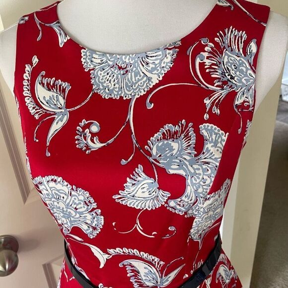Tommy Hilfiger Belted A-line Dress Scarlett Red and Blue size 6 - Picture 6 of 13